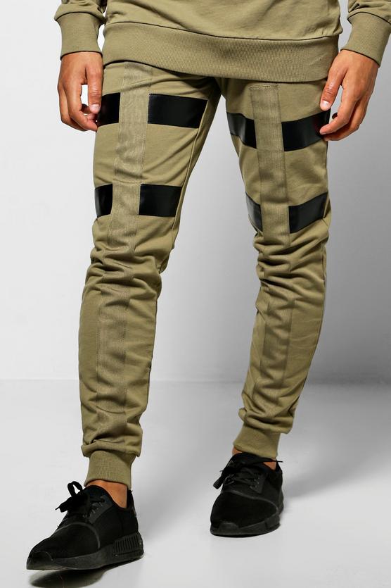 Skinny Fit Colour Block Joggers With Tape